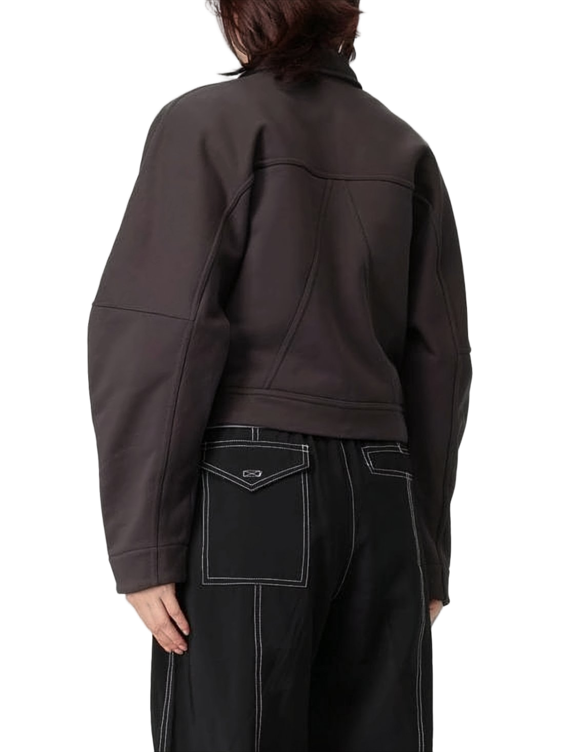 Cropped Boxy Silhouette Jacket with Classic Collar