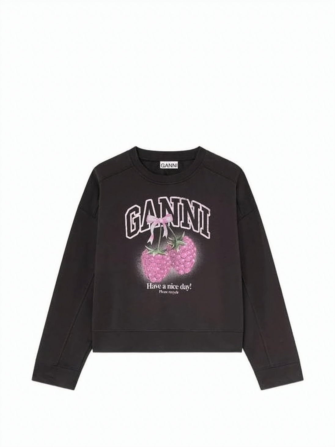 Cropped Long-Sleeve Top with Raspberry Graphic