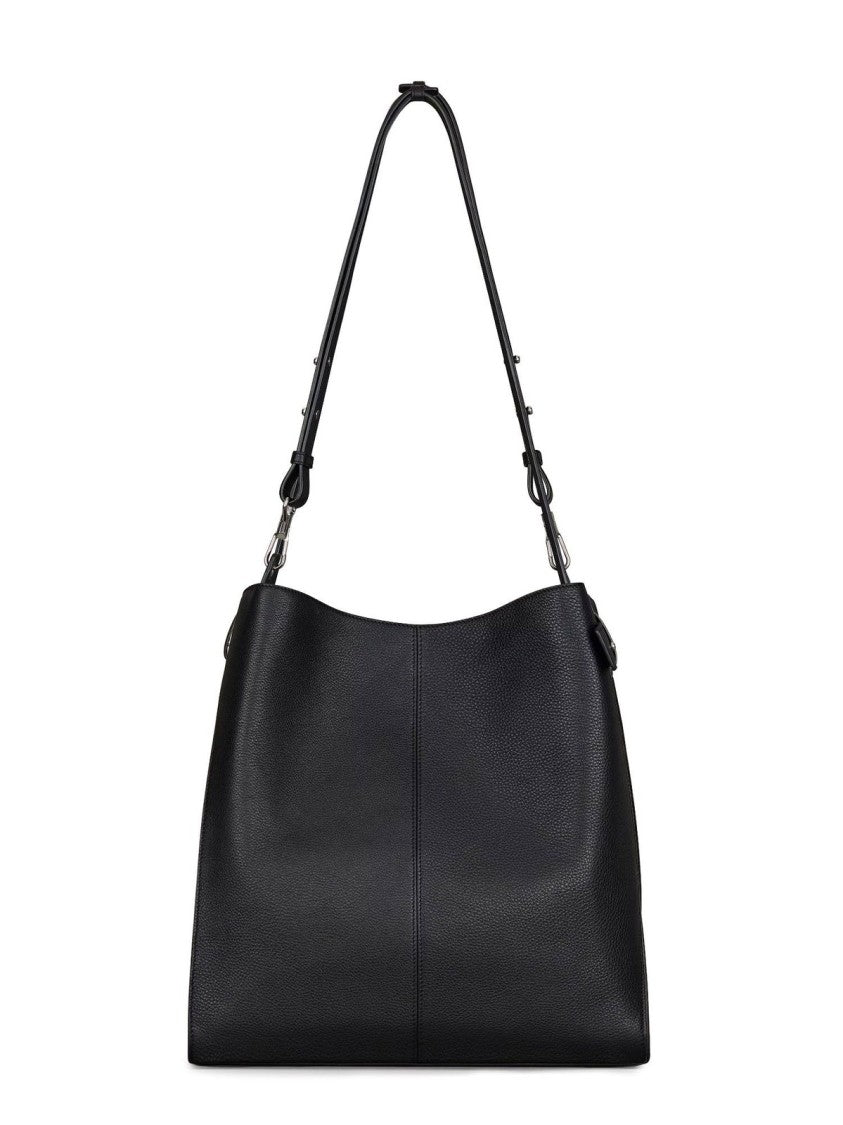 Structured Black Calf Leather Shoulder Bag