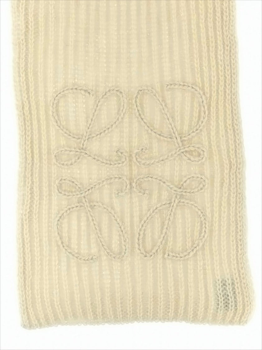 Knitted Mohair and Wool Blend Scarf with Embroidered Detail