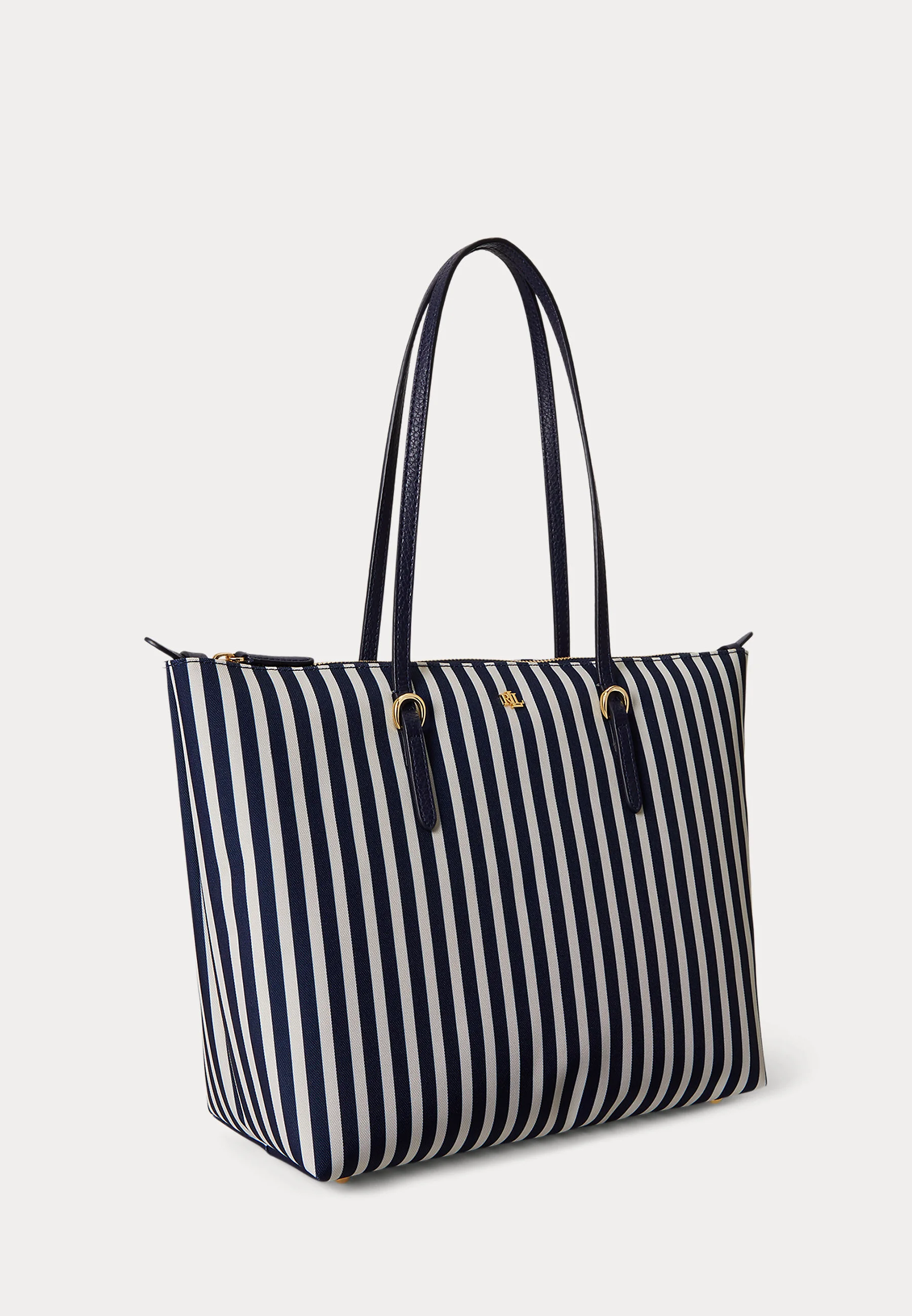 Vertical Navy and White Striped Tote Bag