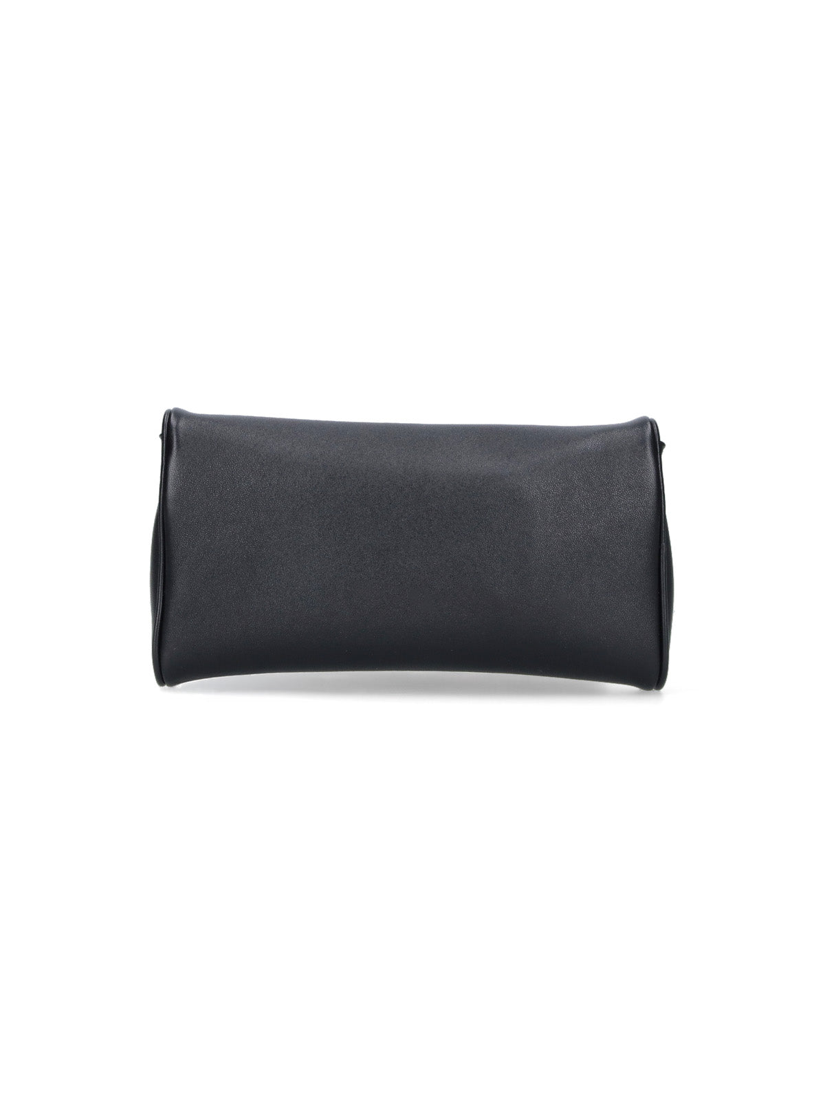 Black Structured Gold Emblem Leather Bag