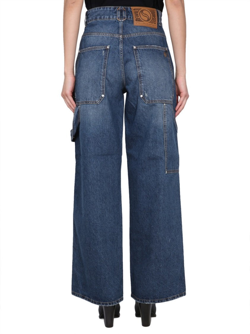 High-Waisted Utility Wide-Leg Jeans