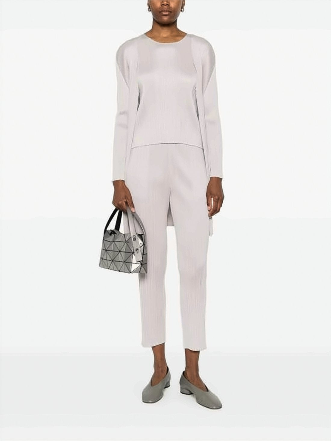 Relaxed-Fit Straight Leg Pants with Pleated Texture