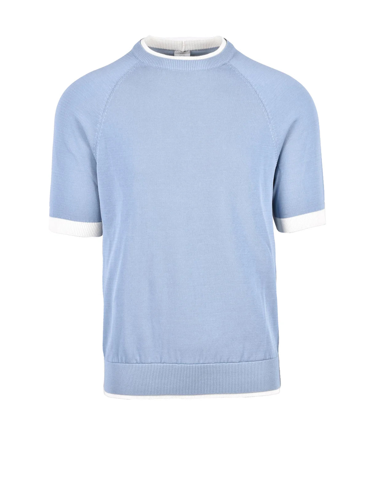 Light Blue Men Cotton Crew Neck Top