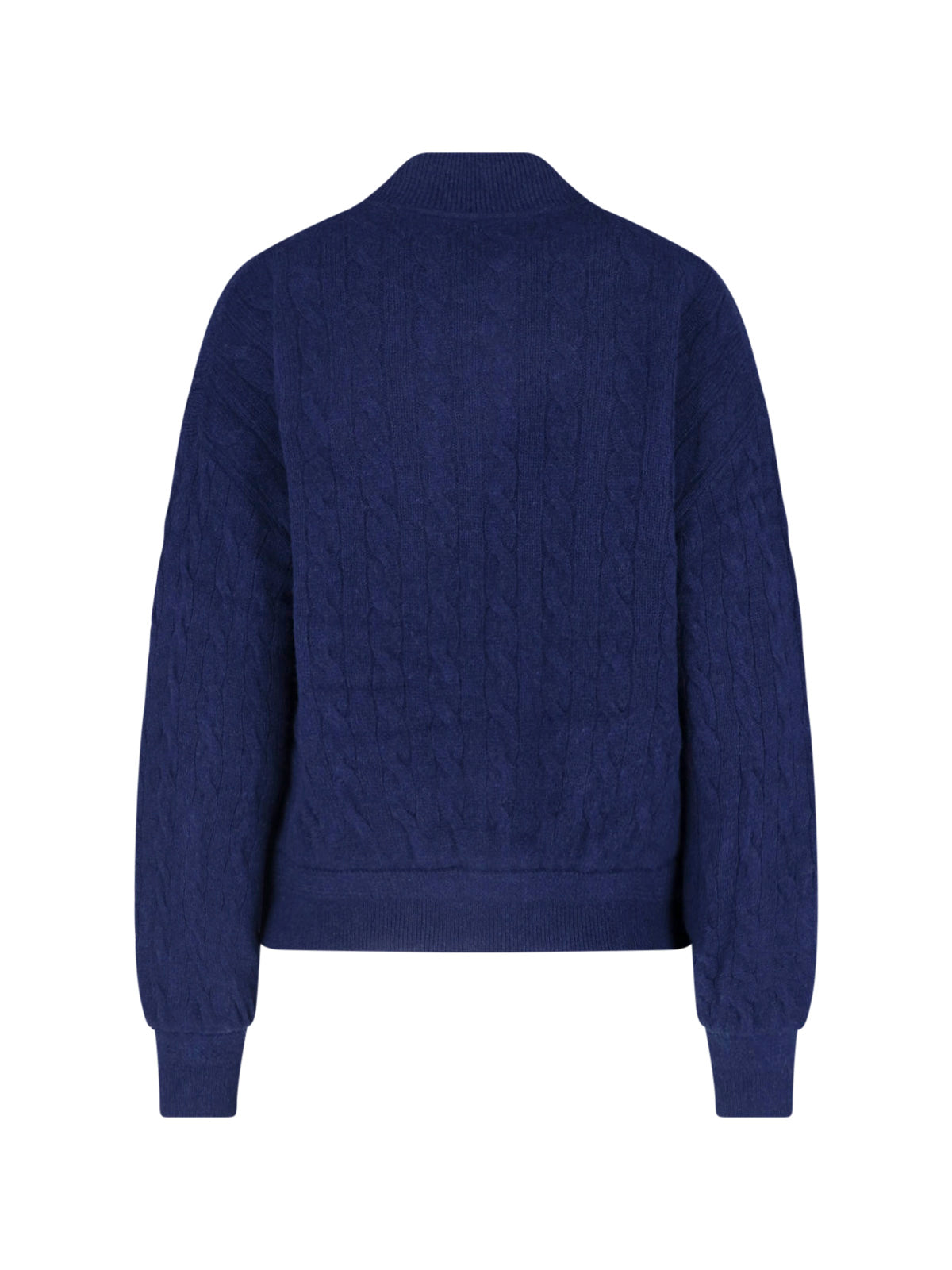 White Cropped Cable Knit Logo Jacket