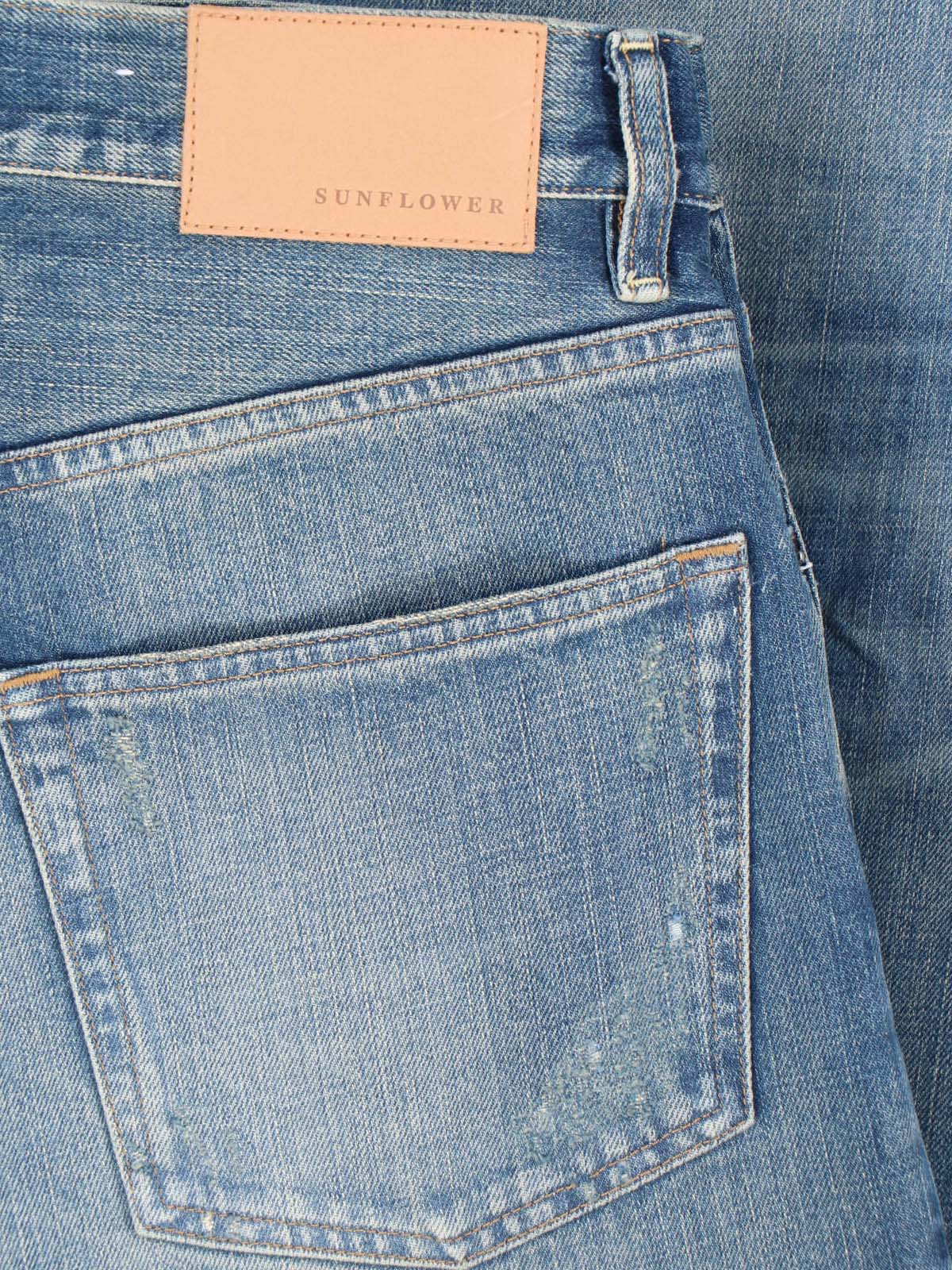 Blue Twist Wide-Leg Distressed Jeans