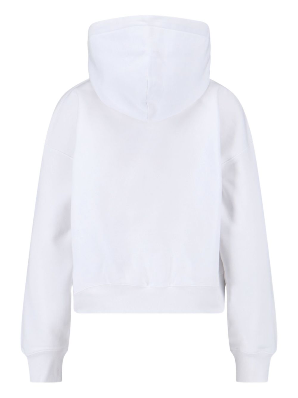 Cropped White Hoodie With And Embossed Logo