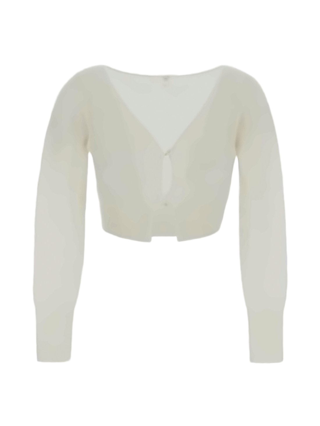 Cropped White Cardigan with Fuzzy Texture