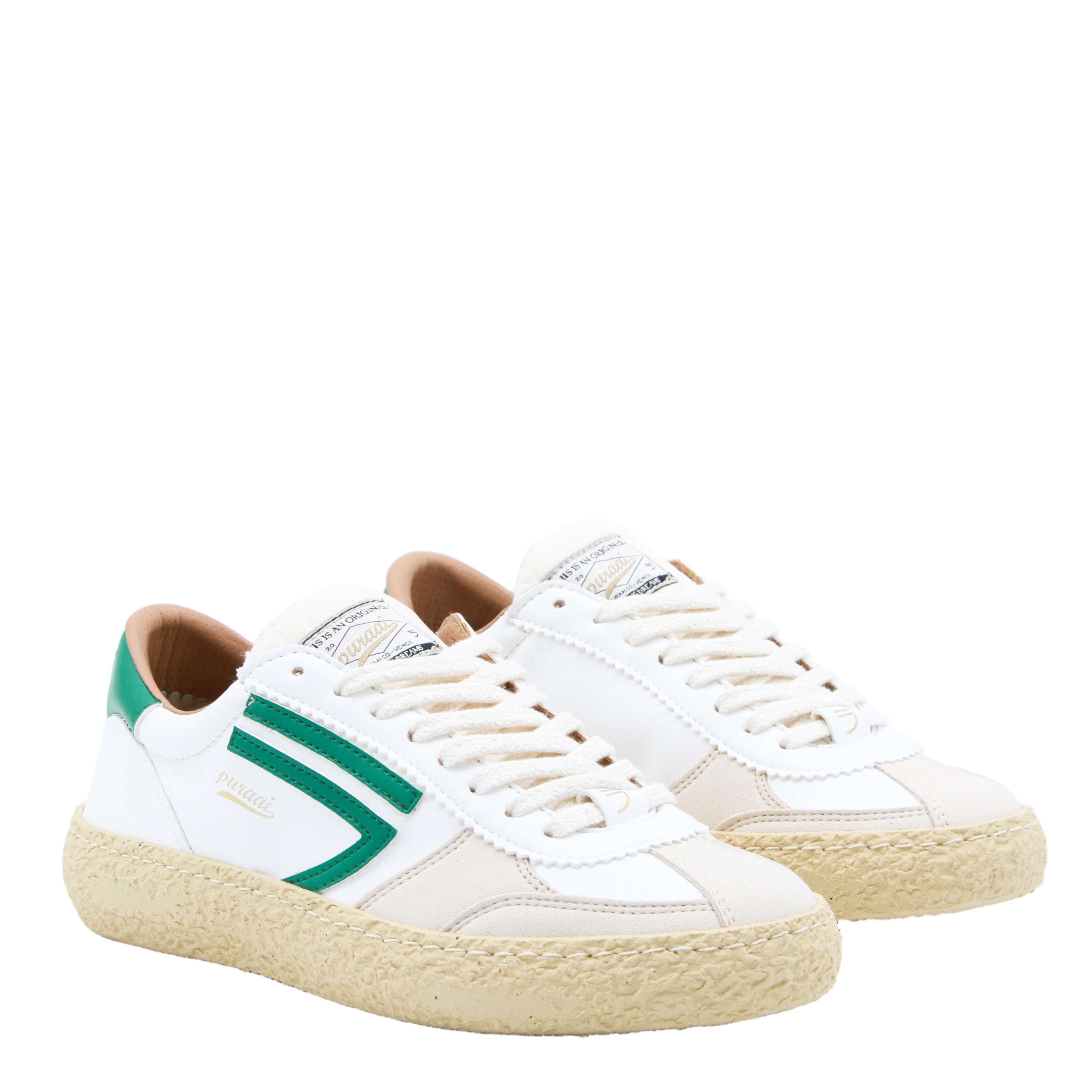 White Sneakers with Green Accents