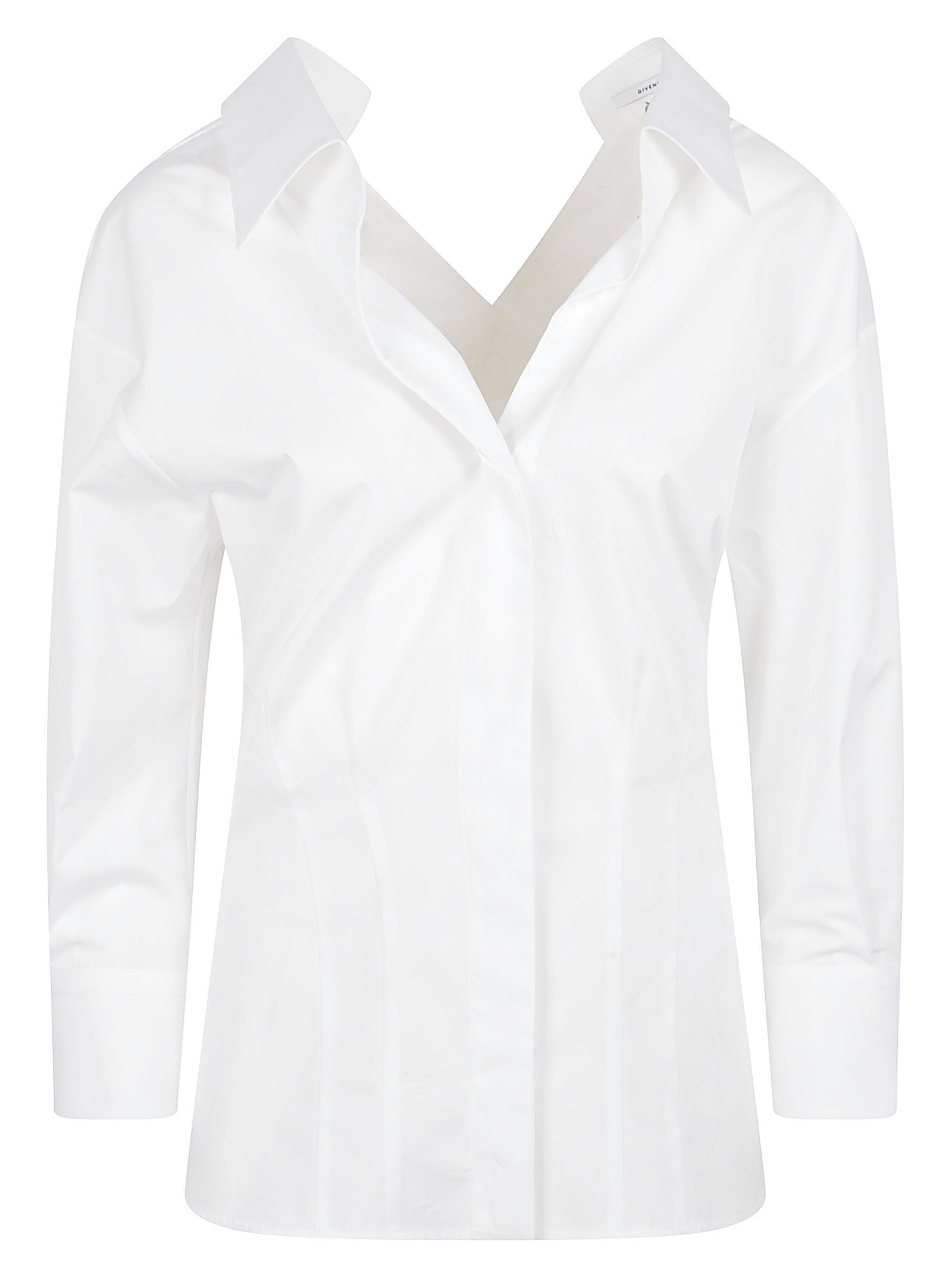 Crisp White Shirt With Deep V-Neckline