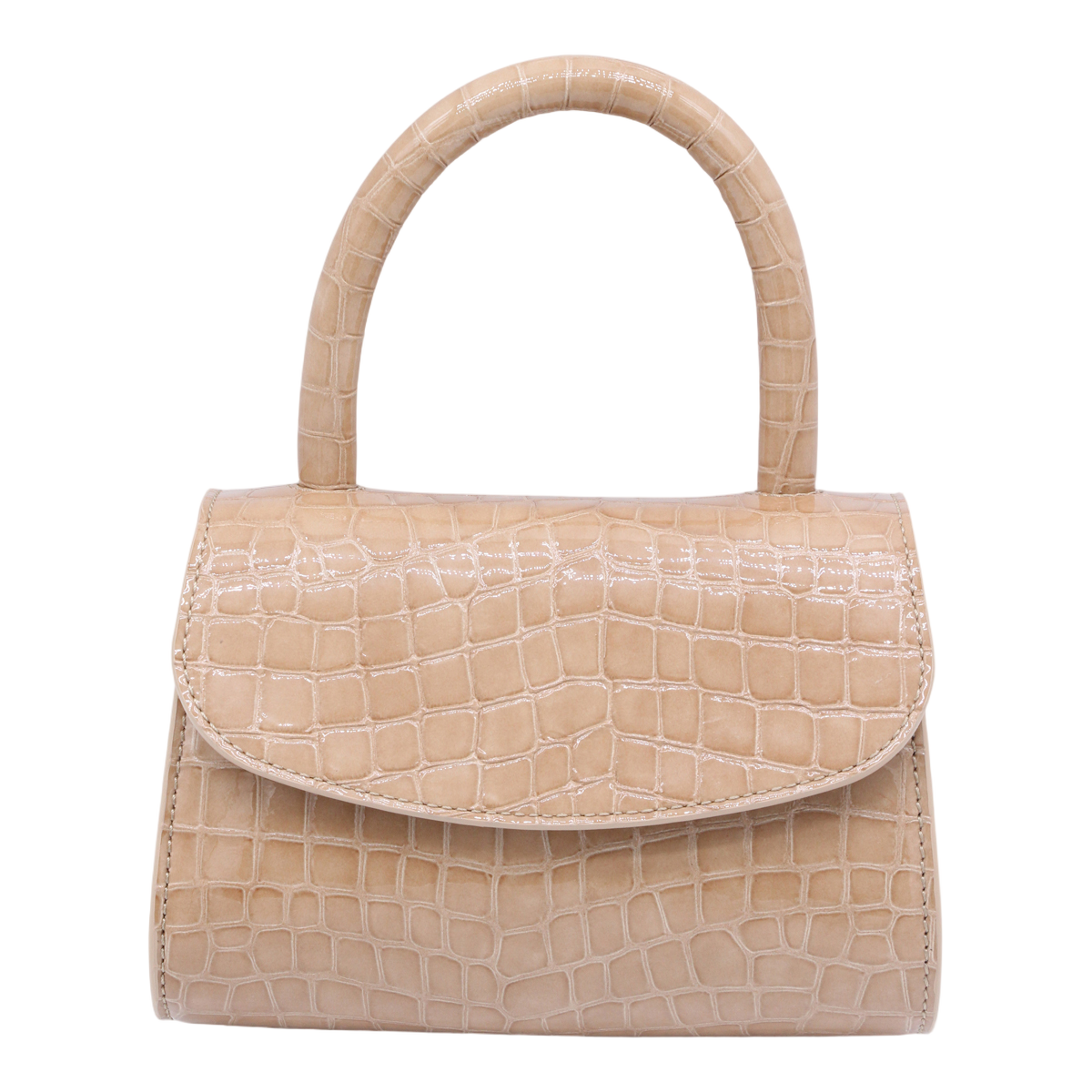 Glossy Crocodile-Embossed Handbag