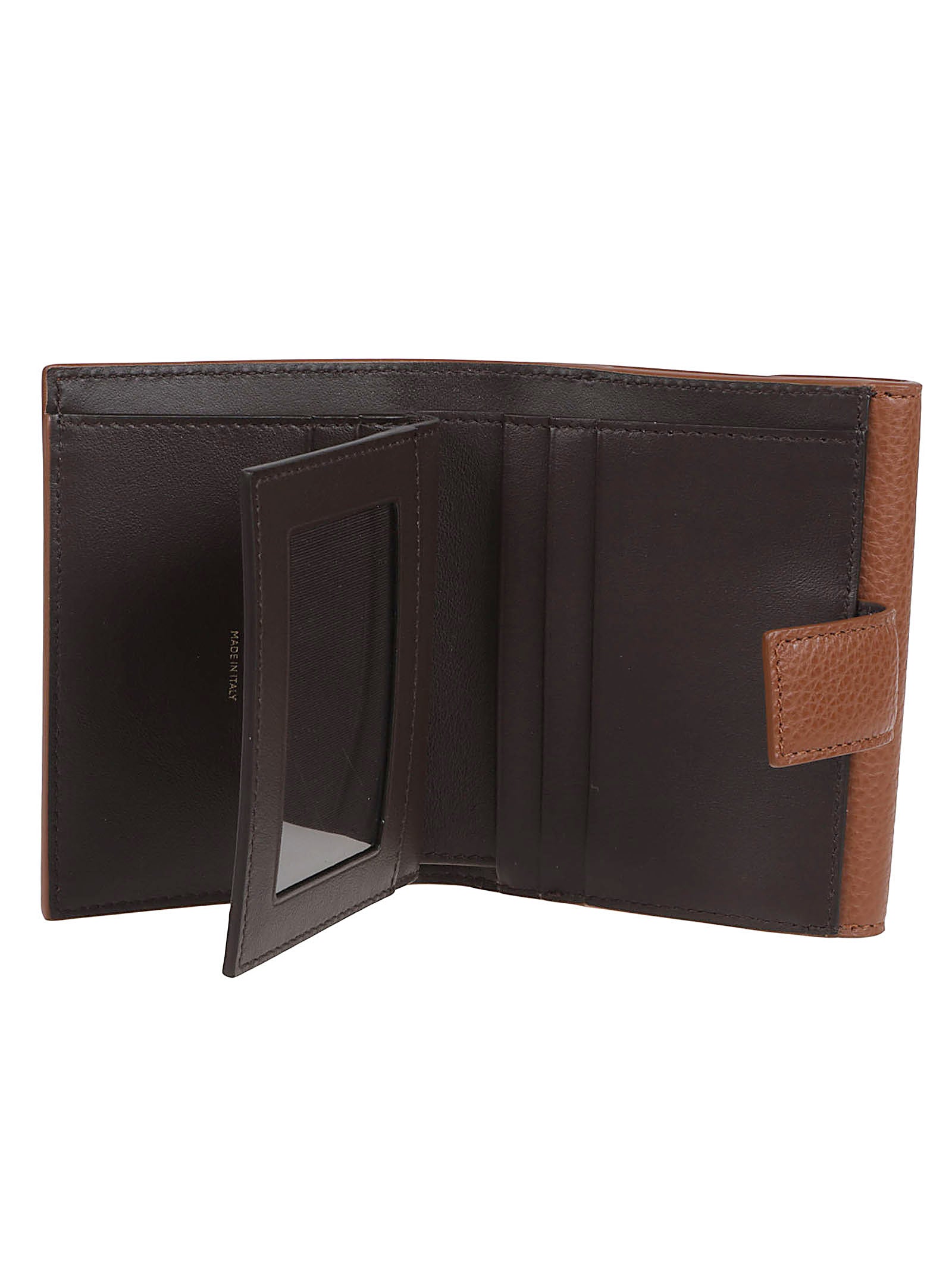 Compact Pebbled Leather Wallet with Double Gancini Buckle