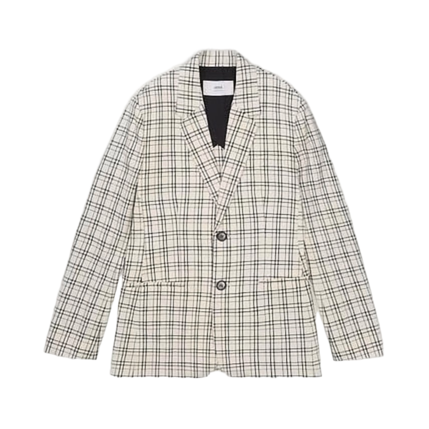 Tailored Plaid Wool Suit Jacket