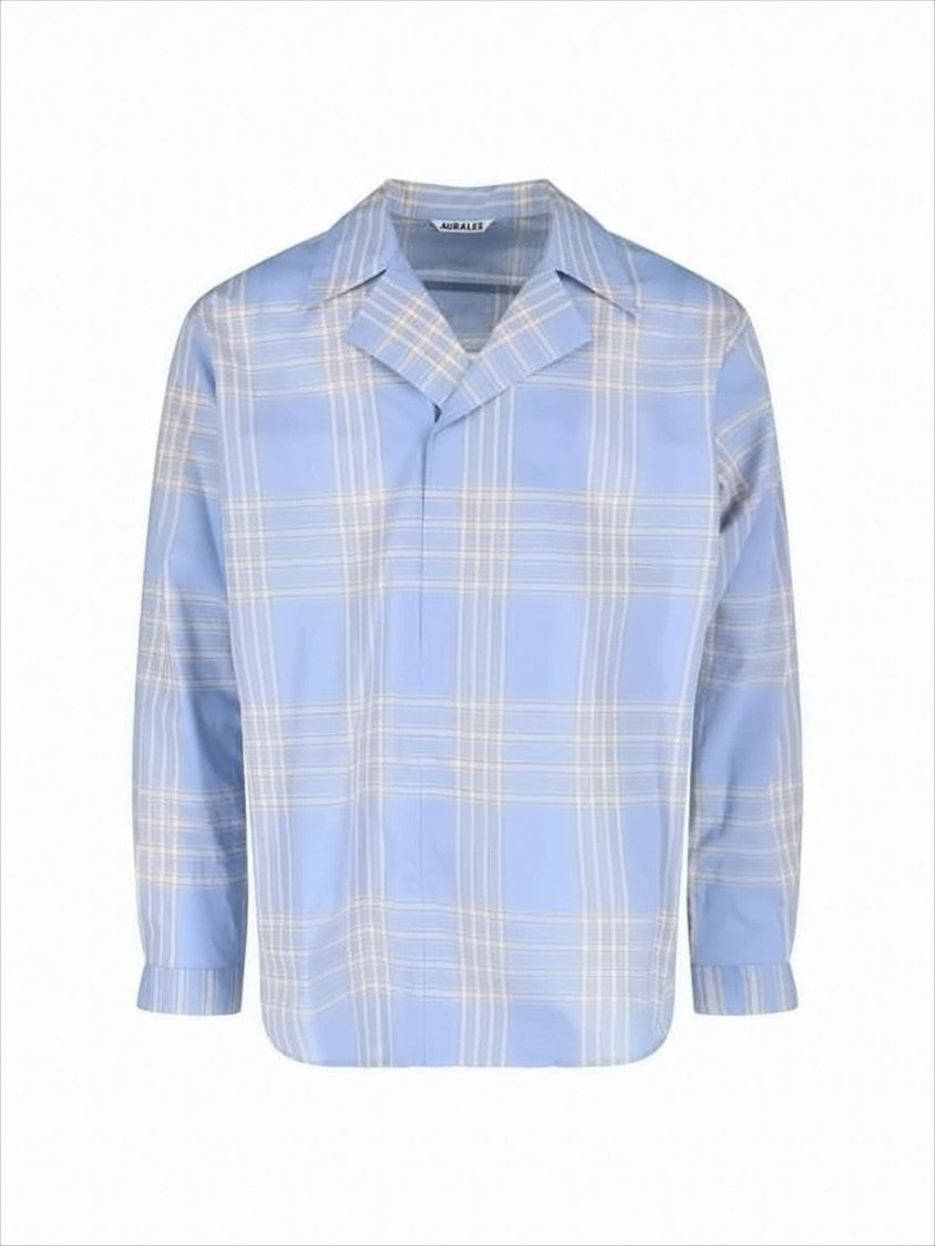 Light Blue Plaid Long-Sleeve Shirt