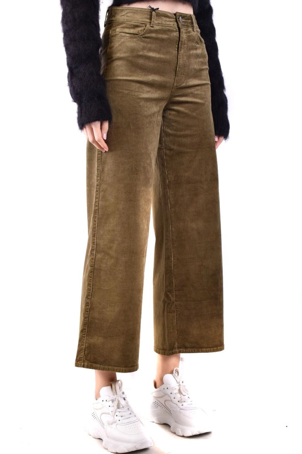 Wide-Leg Corduroy Jeans With High Waist And Design