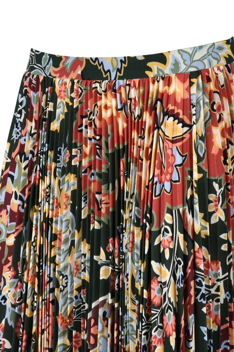 Long Pleated Skirt - Multicolor