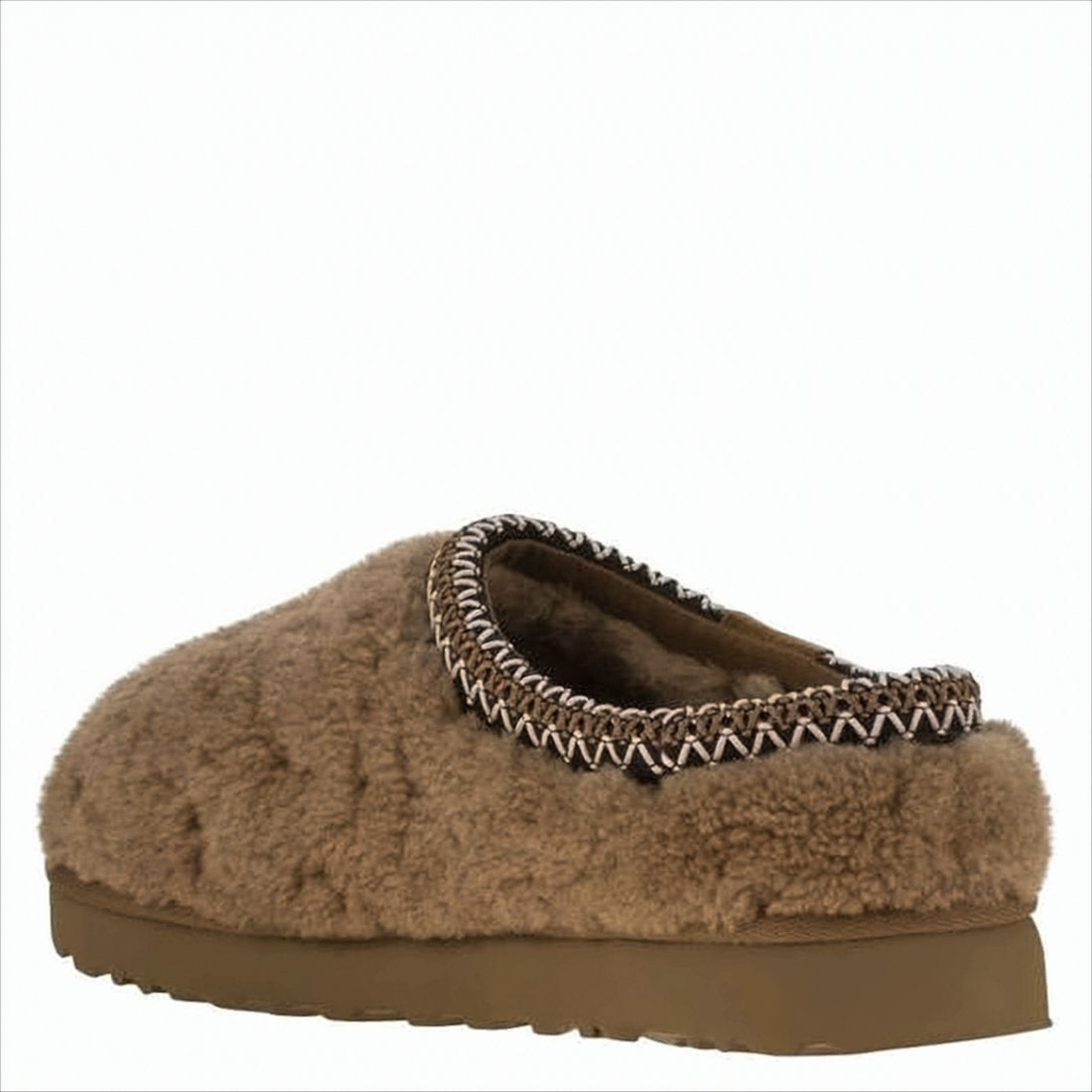 Plush Curly Shearling Slippers with Wool-Lyocell Lining