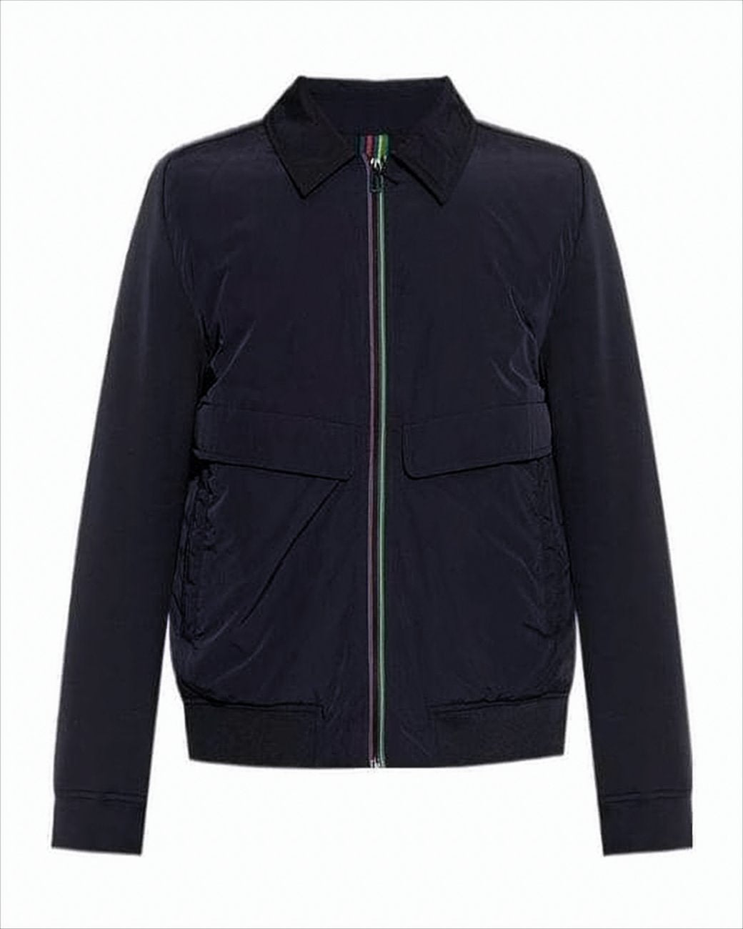 Minimalist Black Jacket with Subtle Multicolor Accents