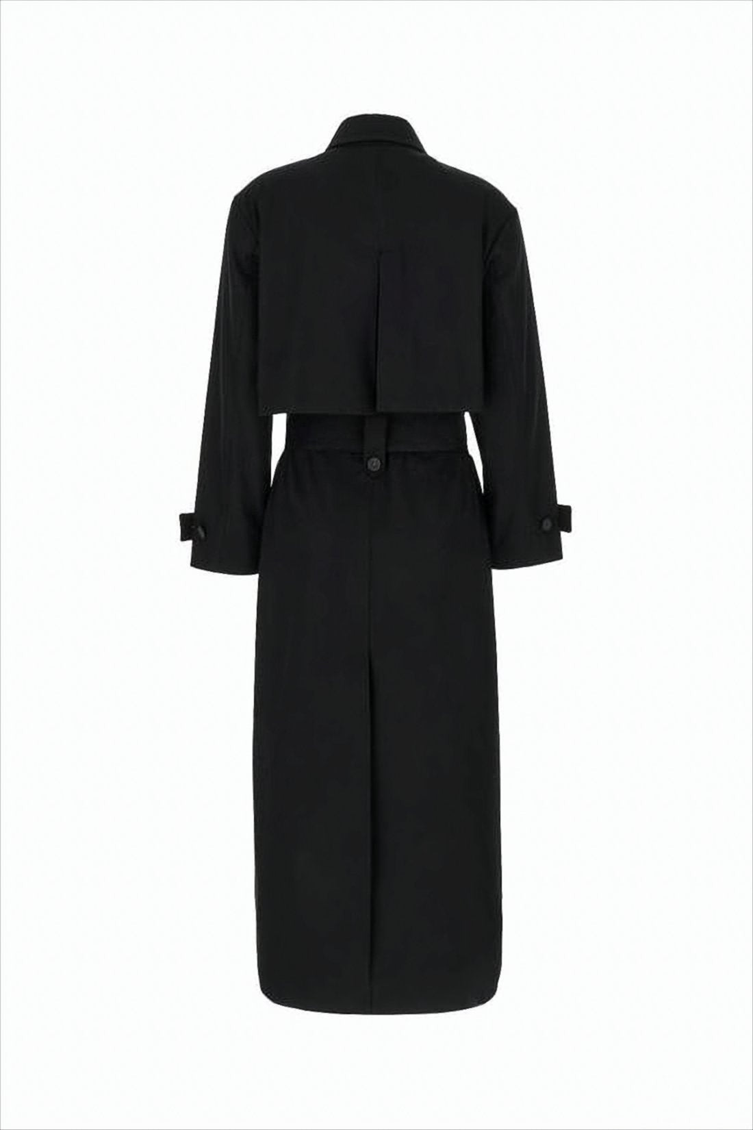 Knee-Length Double-Breasted Coat with Classic Collar