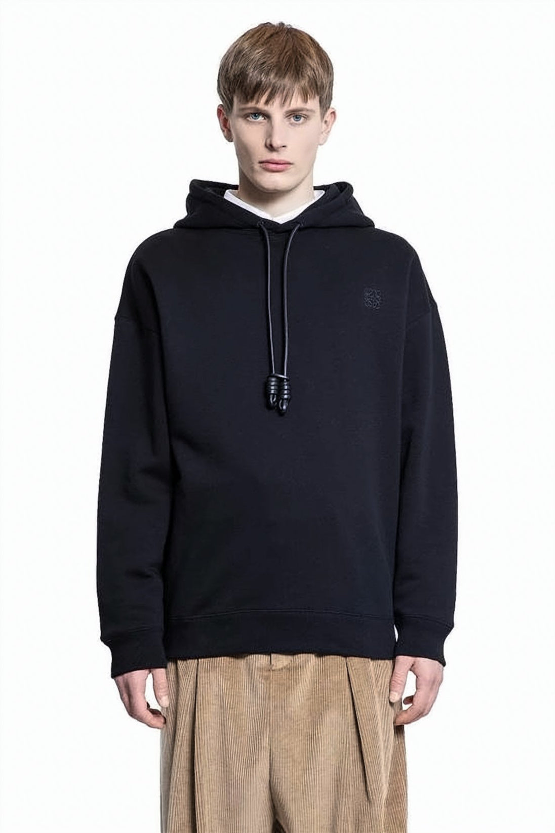 Minimalist Hoodie with Drawstring and Unique Cord Ends