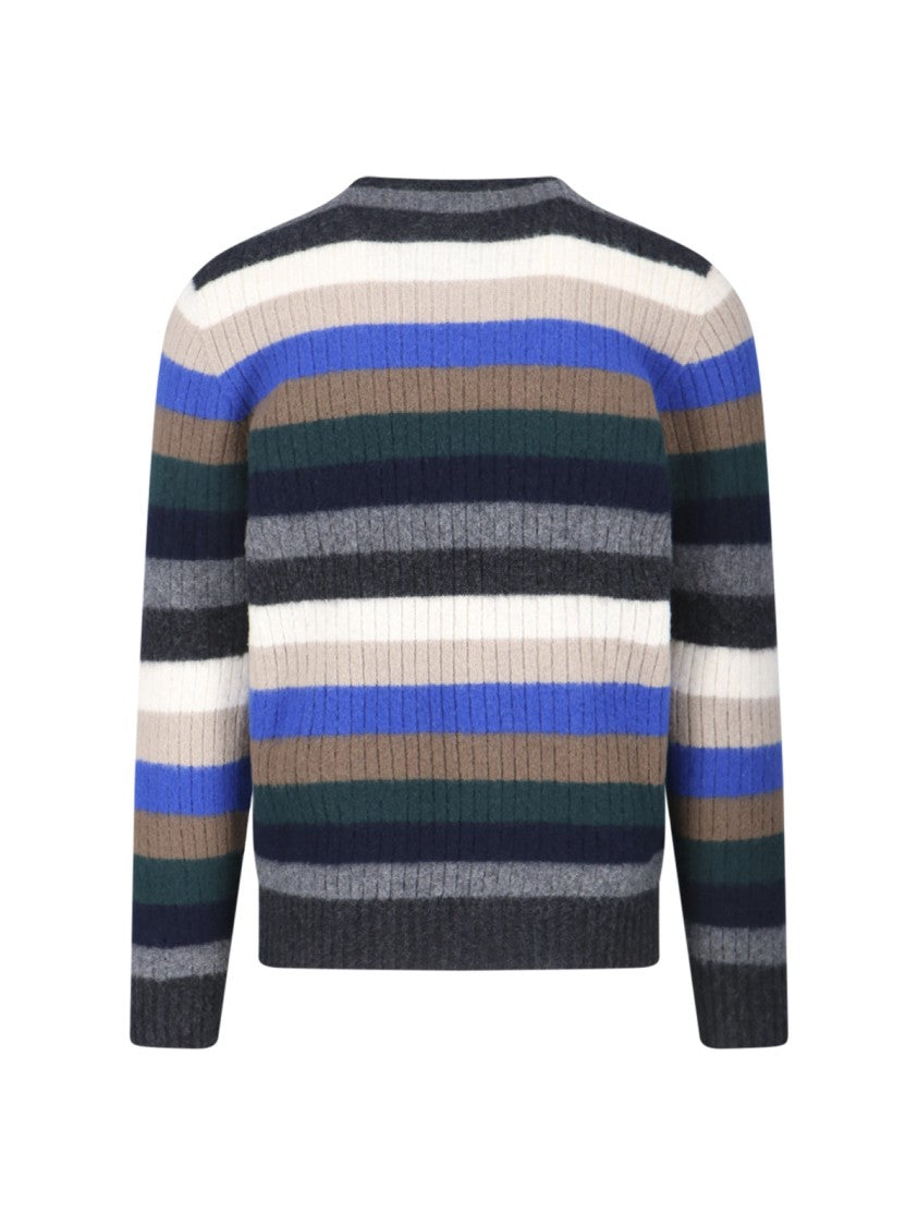 Multicolour Textured Knit Sweater With Ribbed Detailing