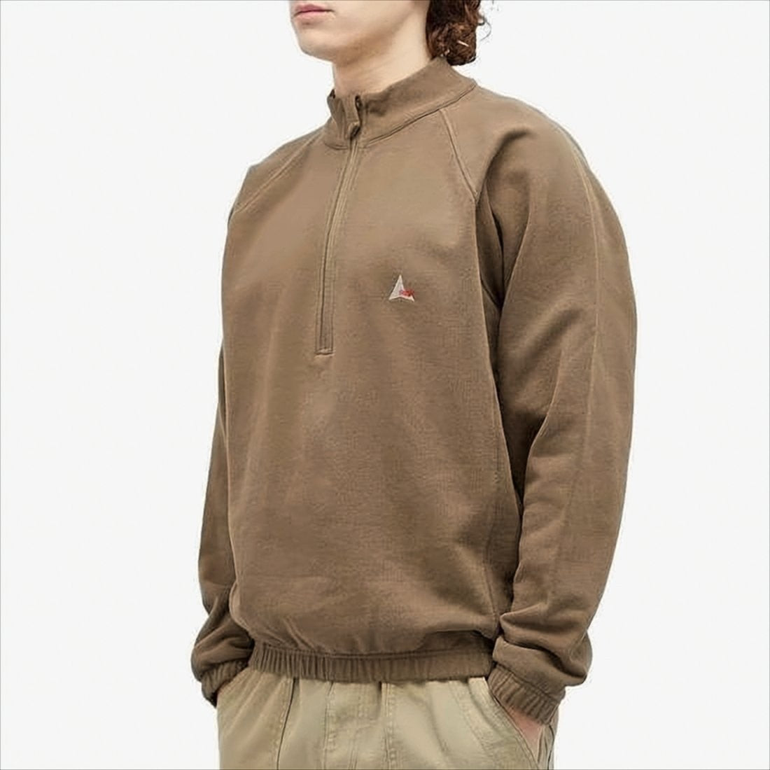 Half-Zip Long-Sleeve Pullover With High Collar And Embroidered Logo