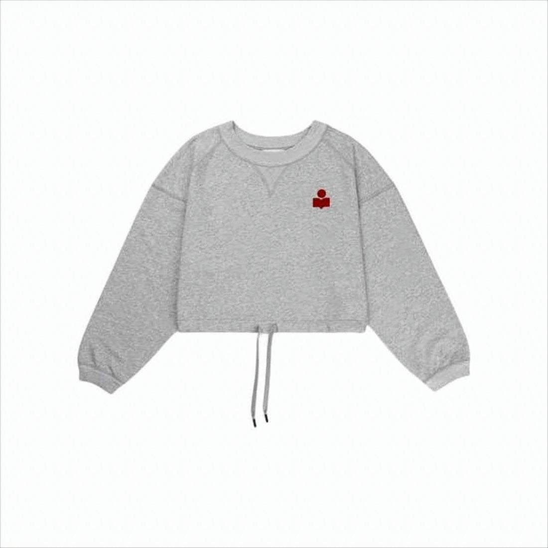 Cropped Long-Sleeve Sweatshirt with Drawstring Hem