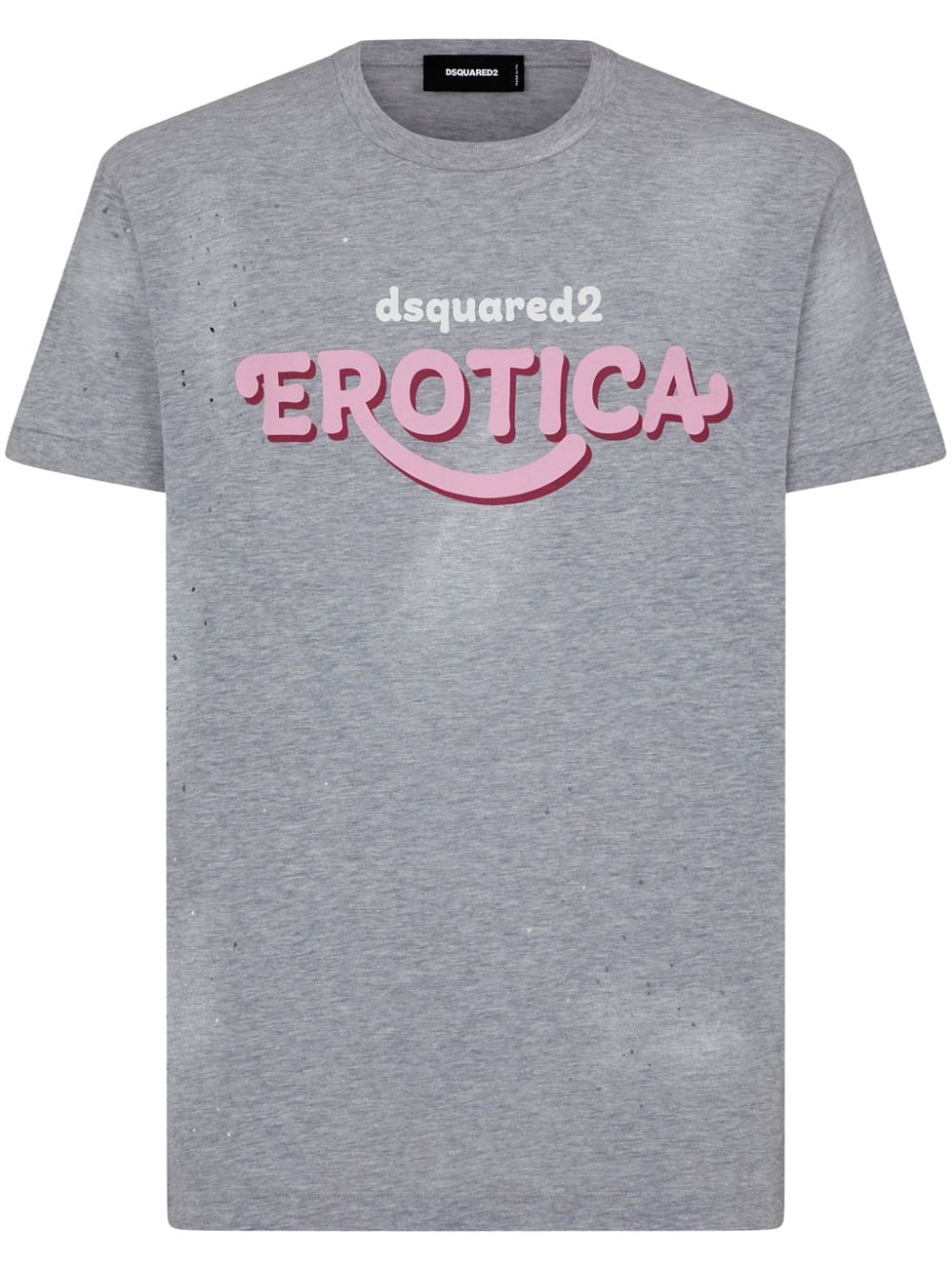 Distressed Grey Cotton Jersey T-Shirt