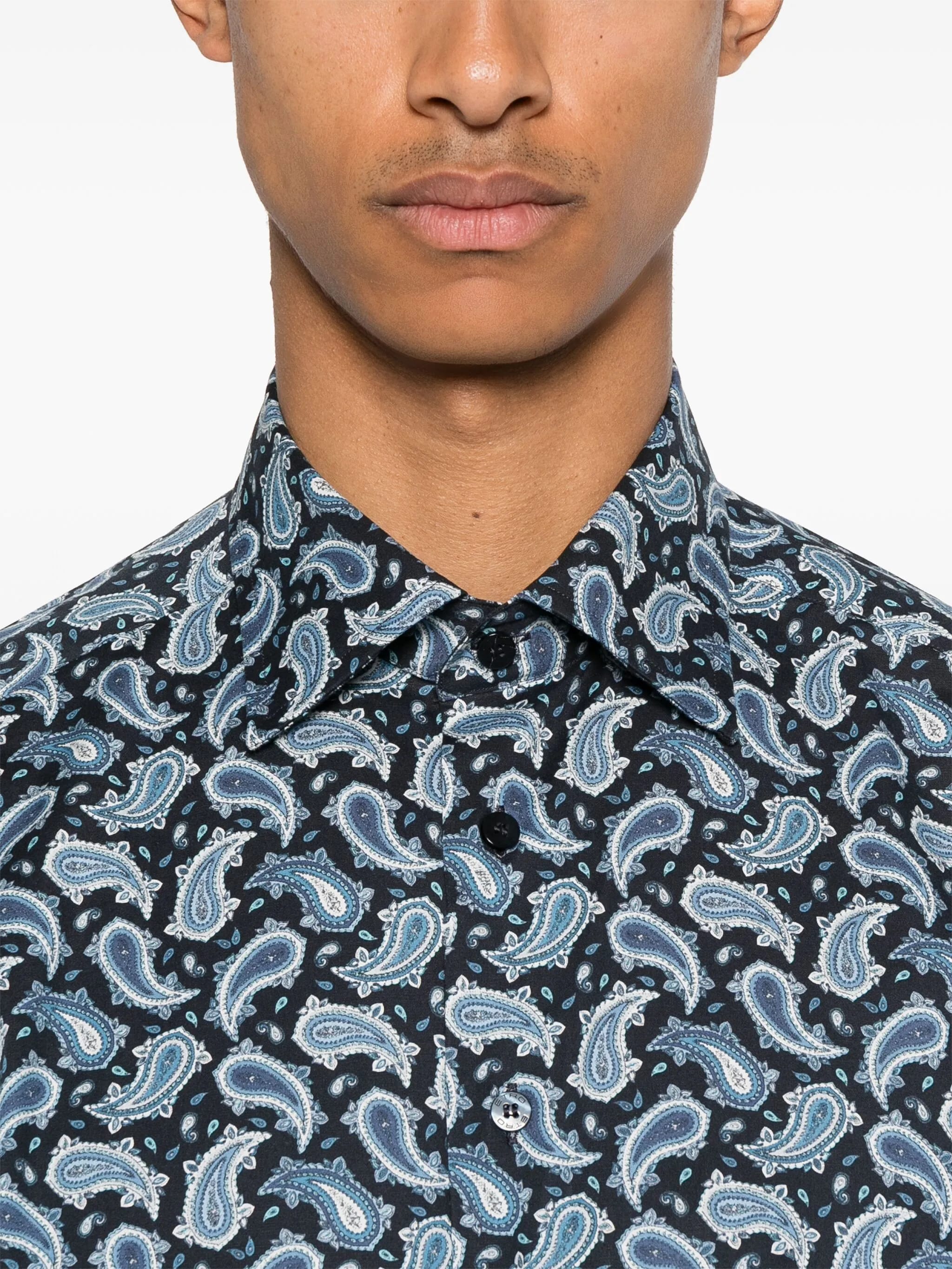 Roma Cobalt Blue Paisley Cotton Shirt