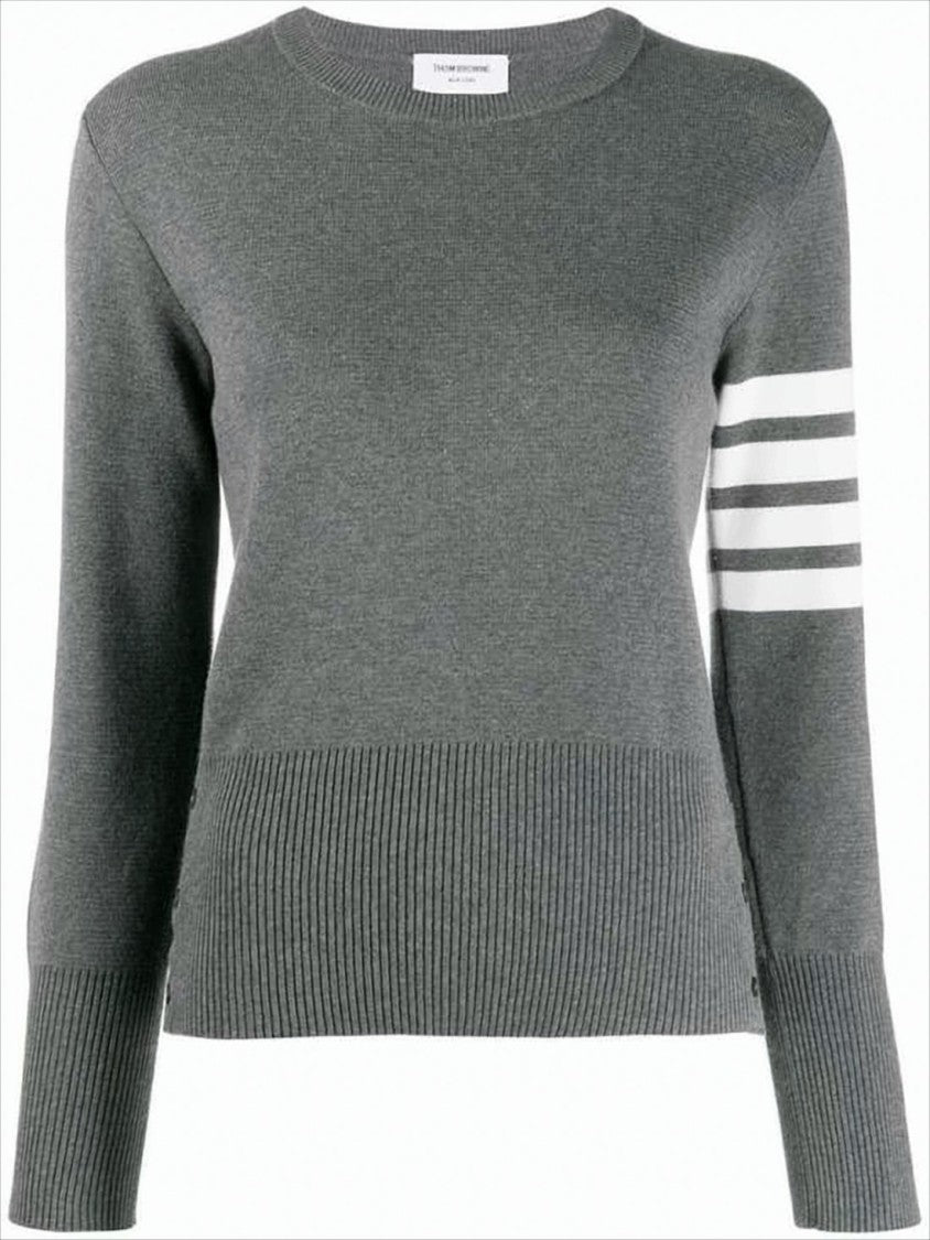 Fitted Knit Sweater with Tricolor Details