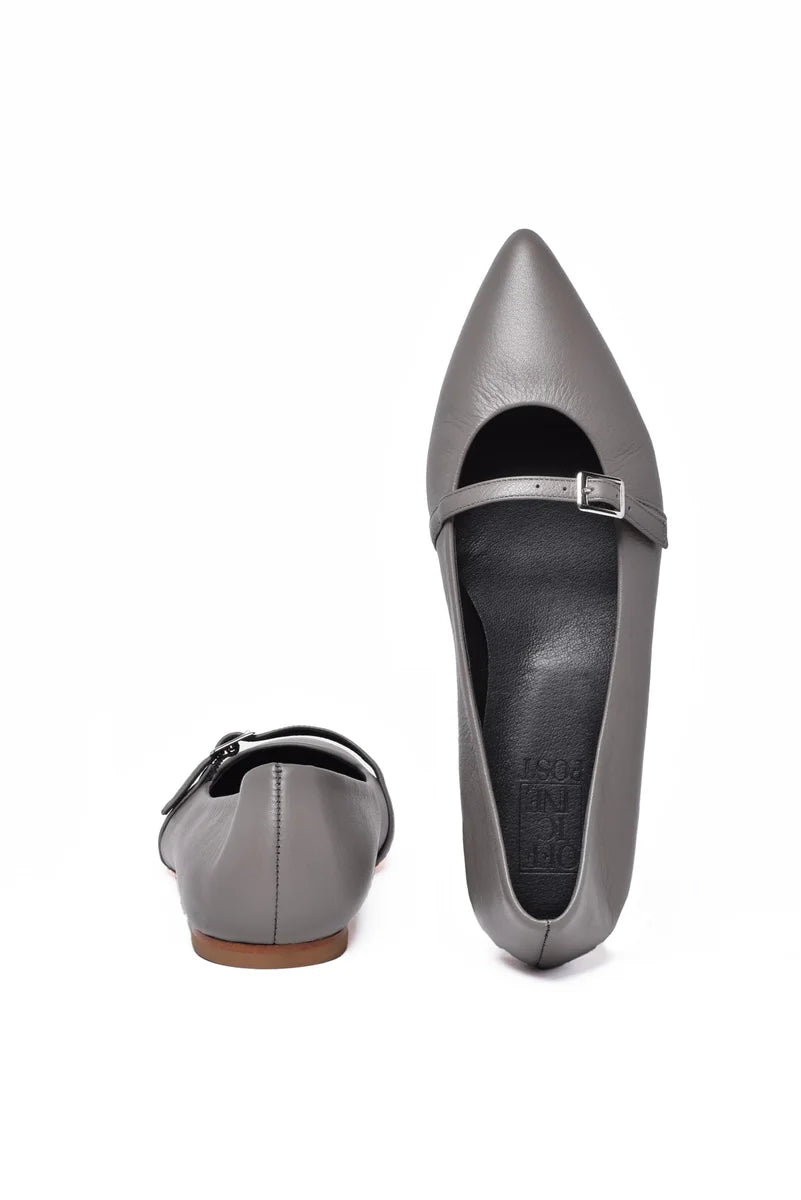 Leather Ballerinas - Grey