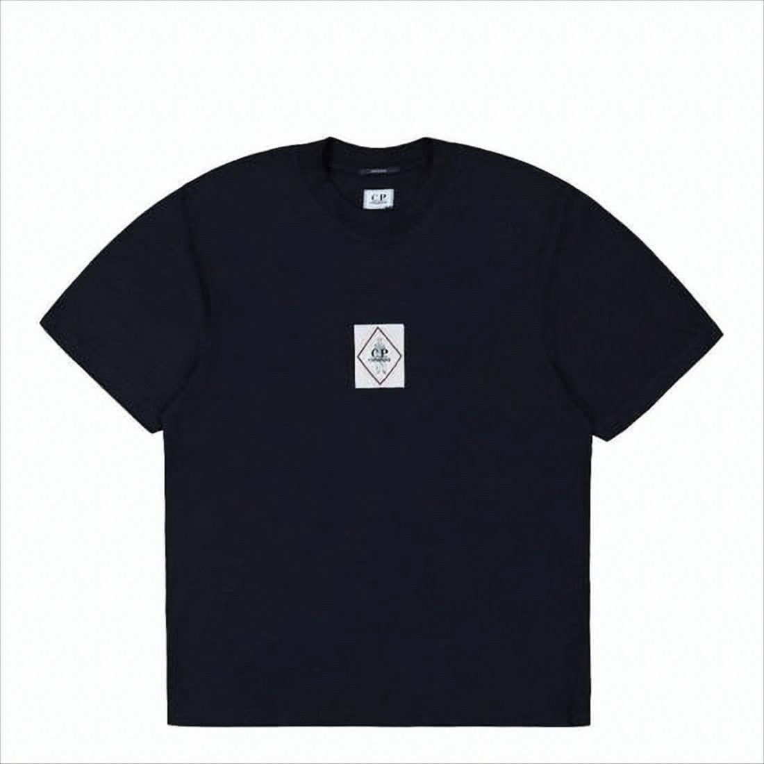 Short-Sleeved Black T-Shirt with Centered Patch Logo