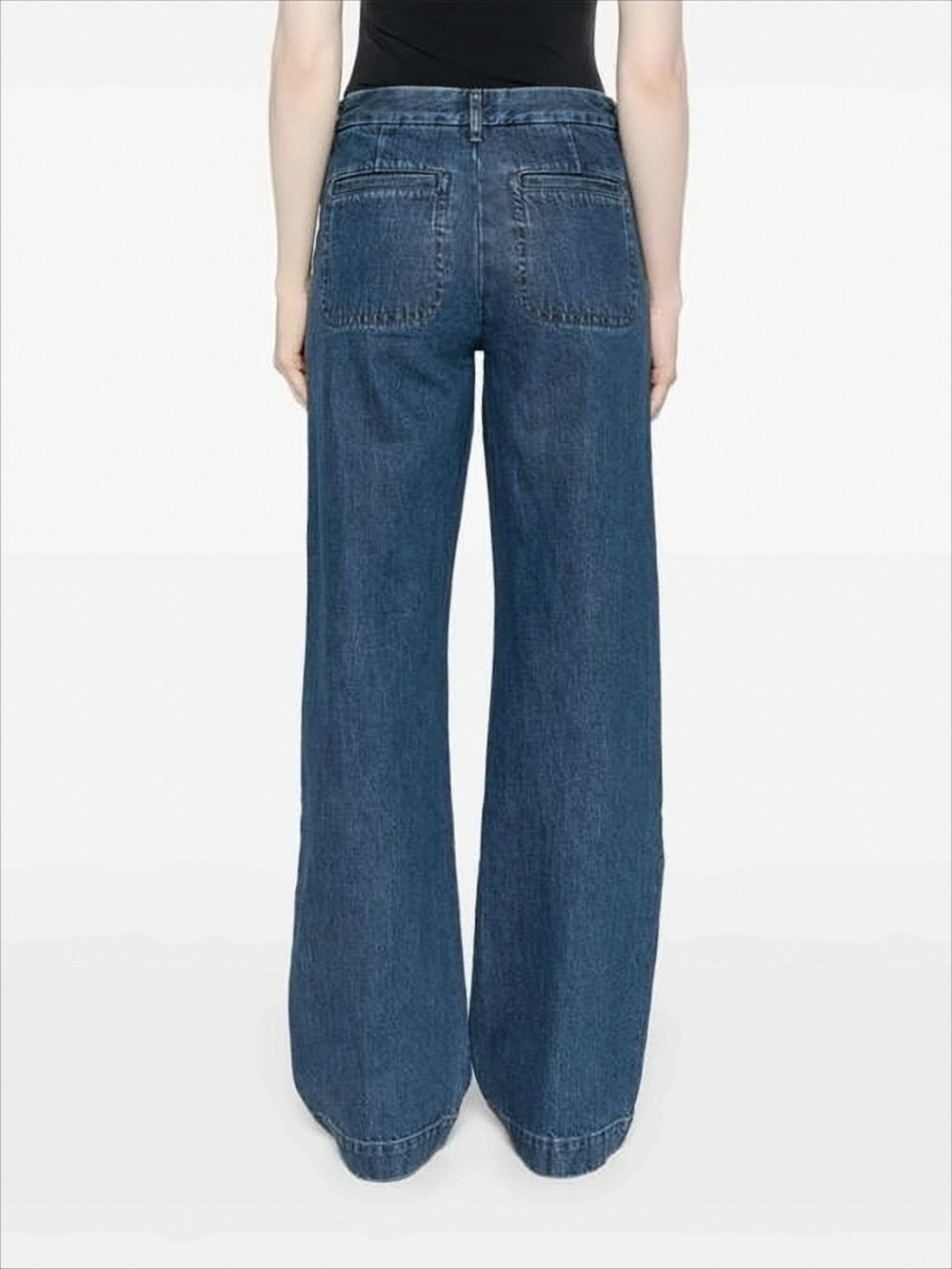 Wide-Leg Blue Denim Trousers with High Waist