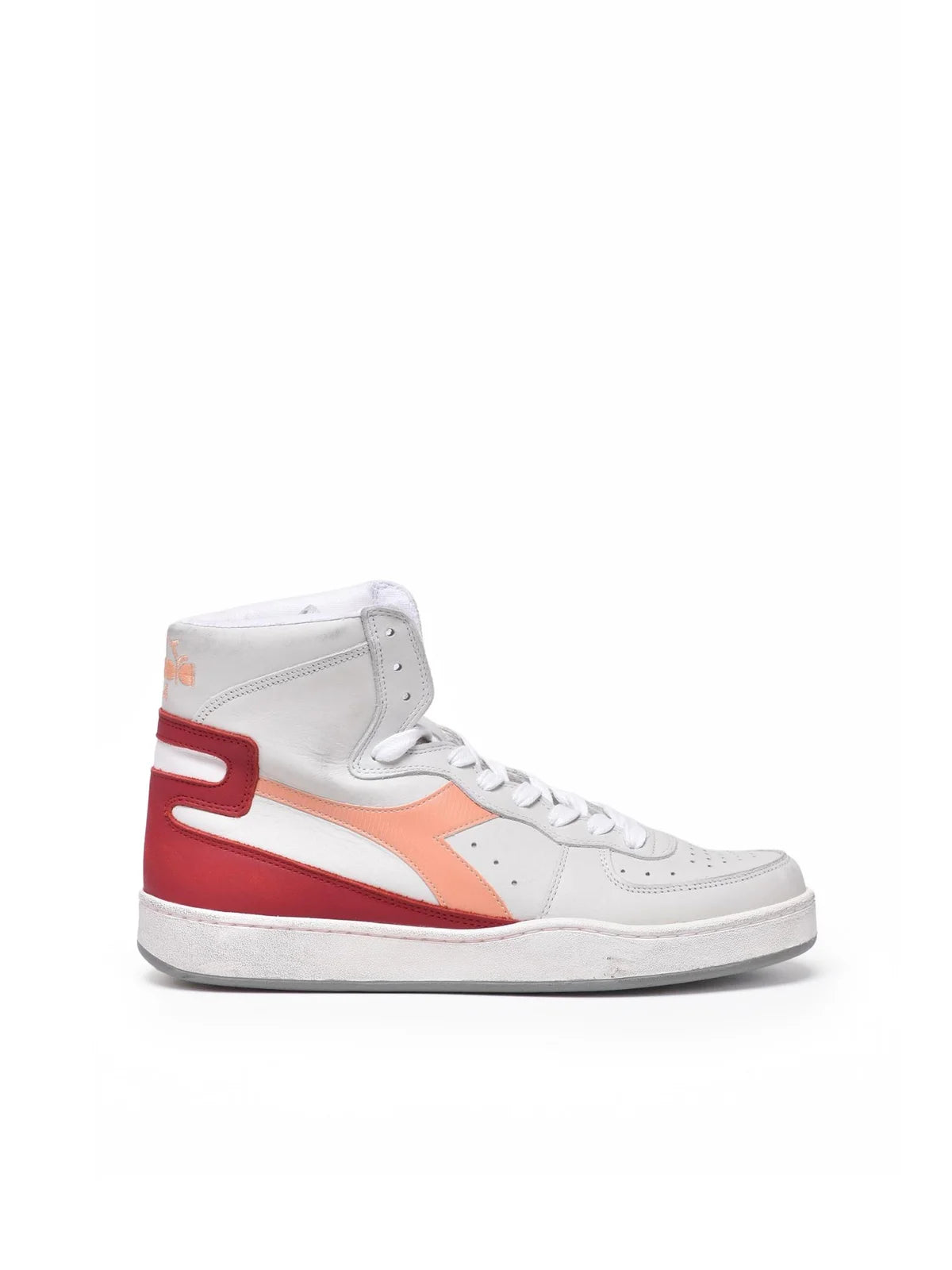 Grey Red Leather Mi Basket Sneakers