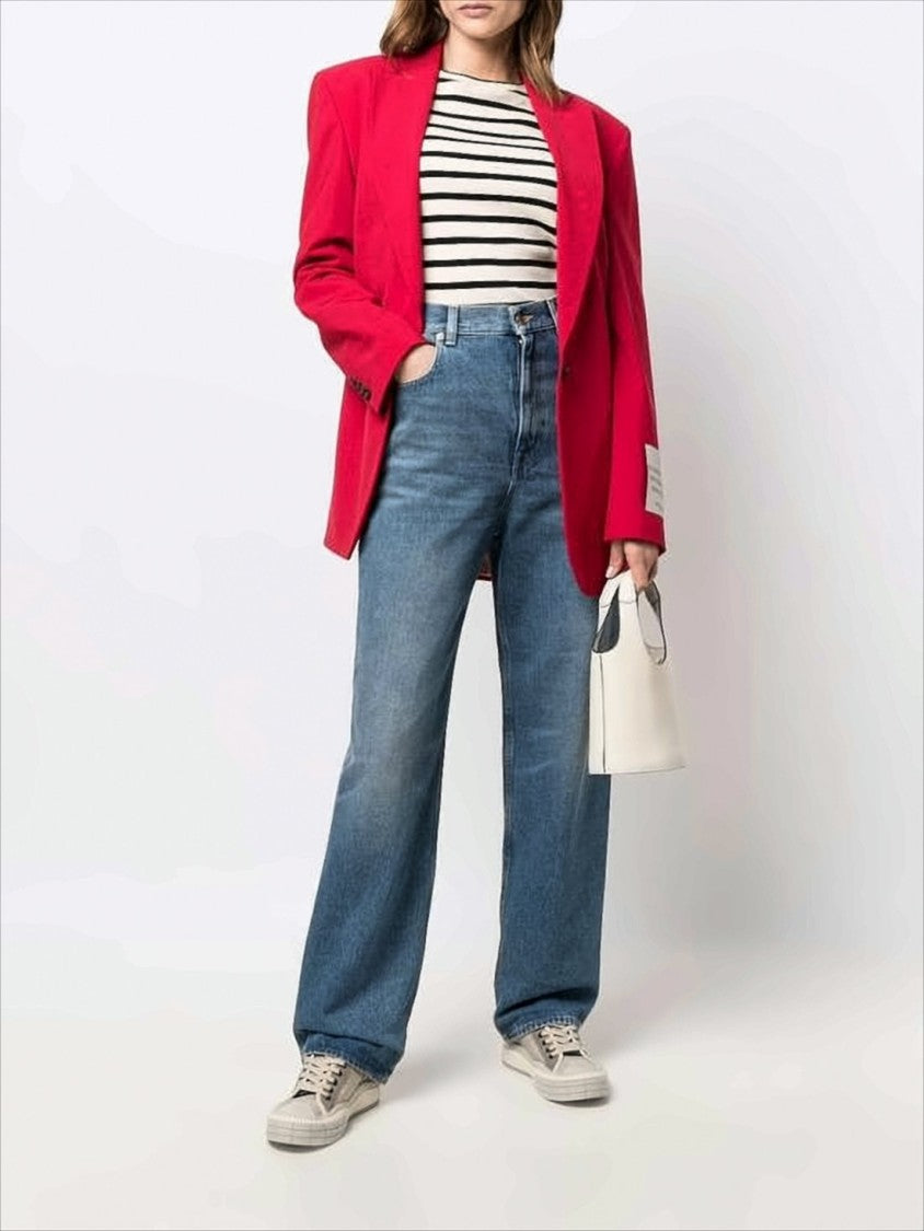 Straight-Leg Denim Pants With Star-Studded Detailing
