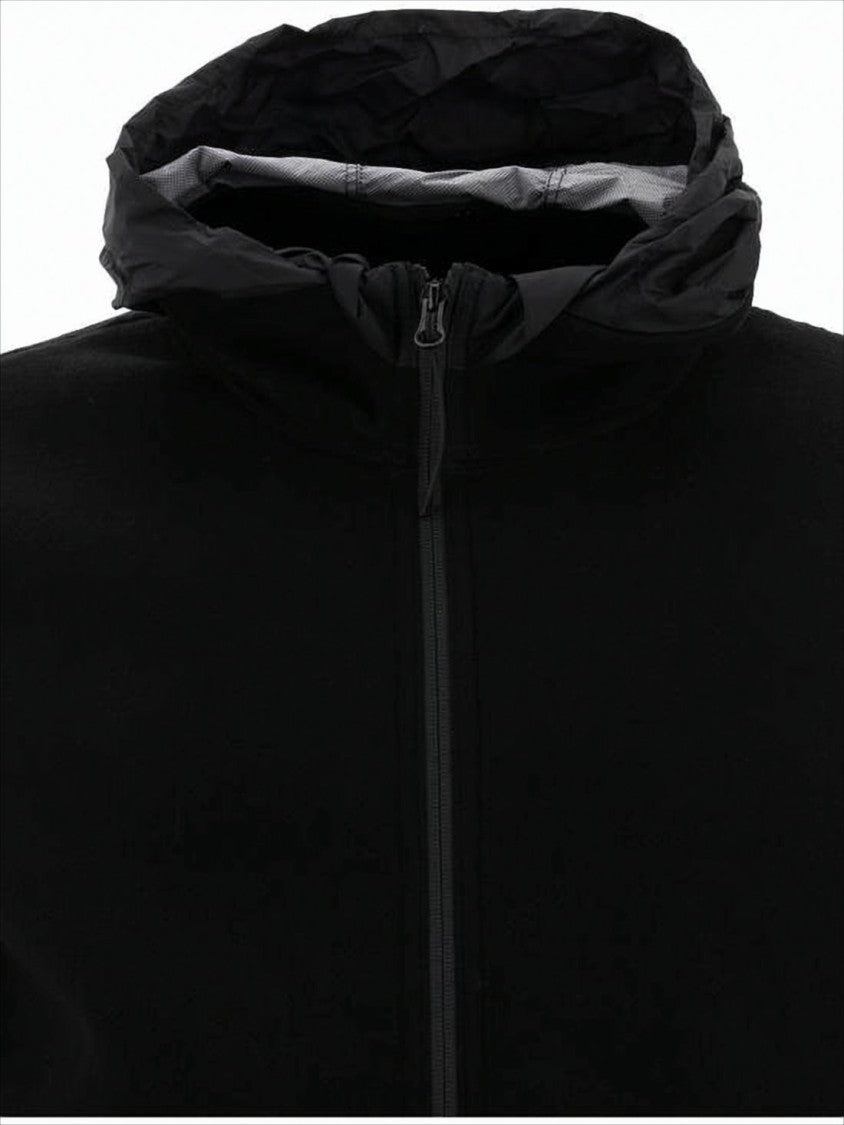 Minimalist Black Jacket With High Collar And Full Zipper