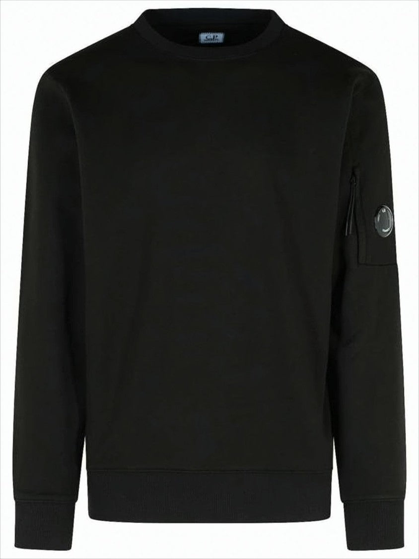 Long-Sleeve Crewneck Sweatshirt With Zippered Pocket And Circular Logo Patch