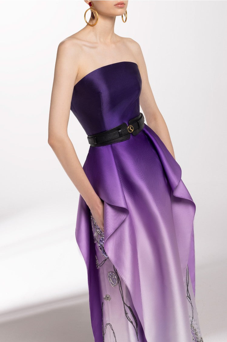 Mikado, Strapless Dress With Beading On The Sides