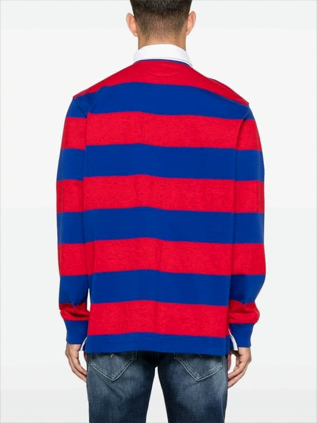 Long-Sleeve Striped Polo Shirt with Classic Collar