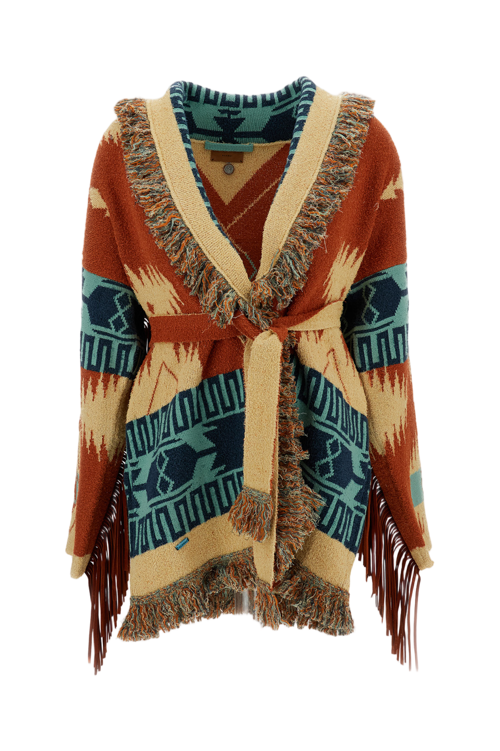 Multicolor Golden Dusk Fringed Knit Cardigan