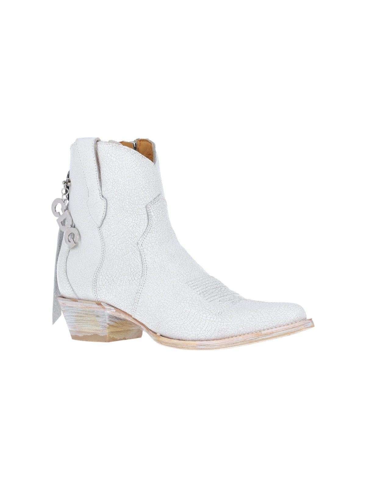 White Pointed Toe Leather Boots