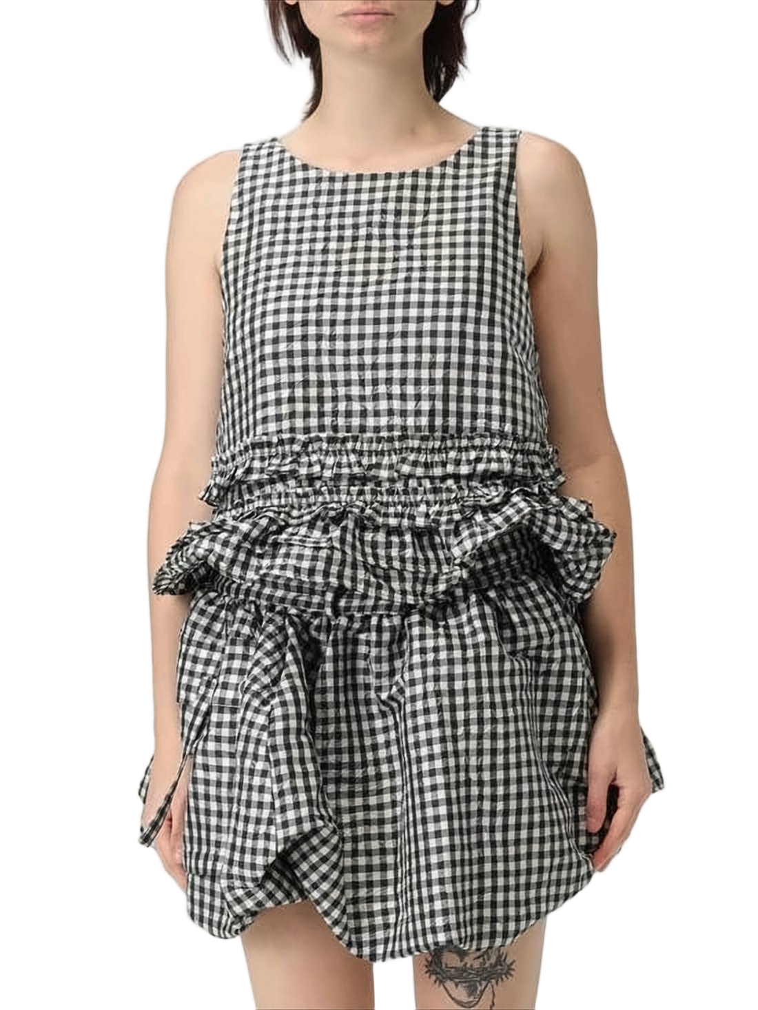 Gingham Check Peplum Tank