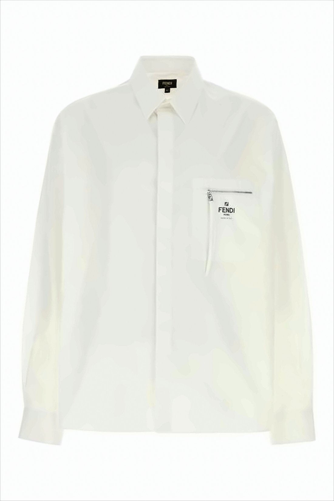 Cropped White Long-Sleeve Shirt With Classic Collar