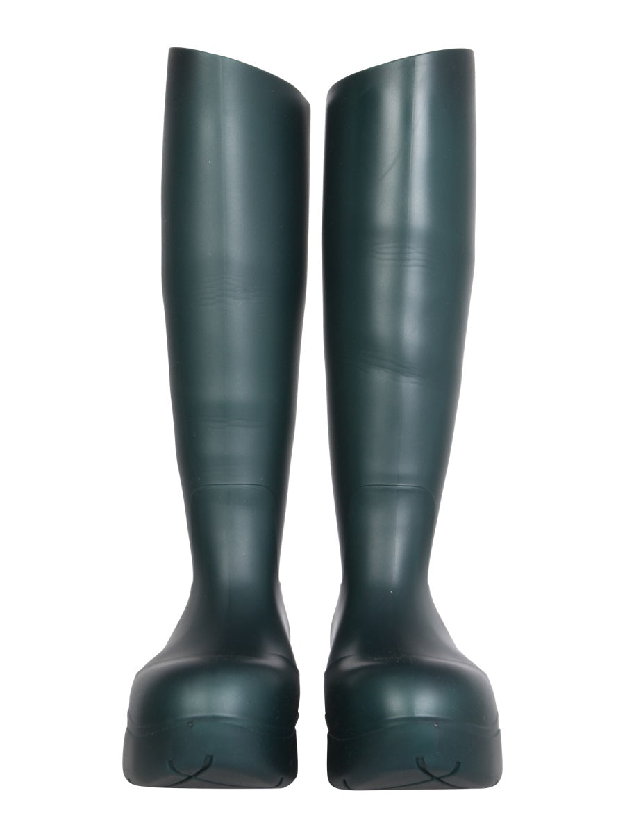High-Top Rubber Puddle Boots with Glossy Finish