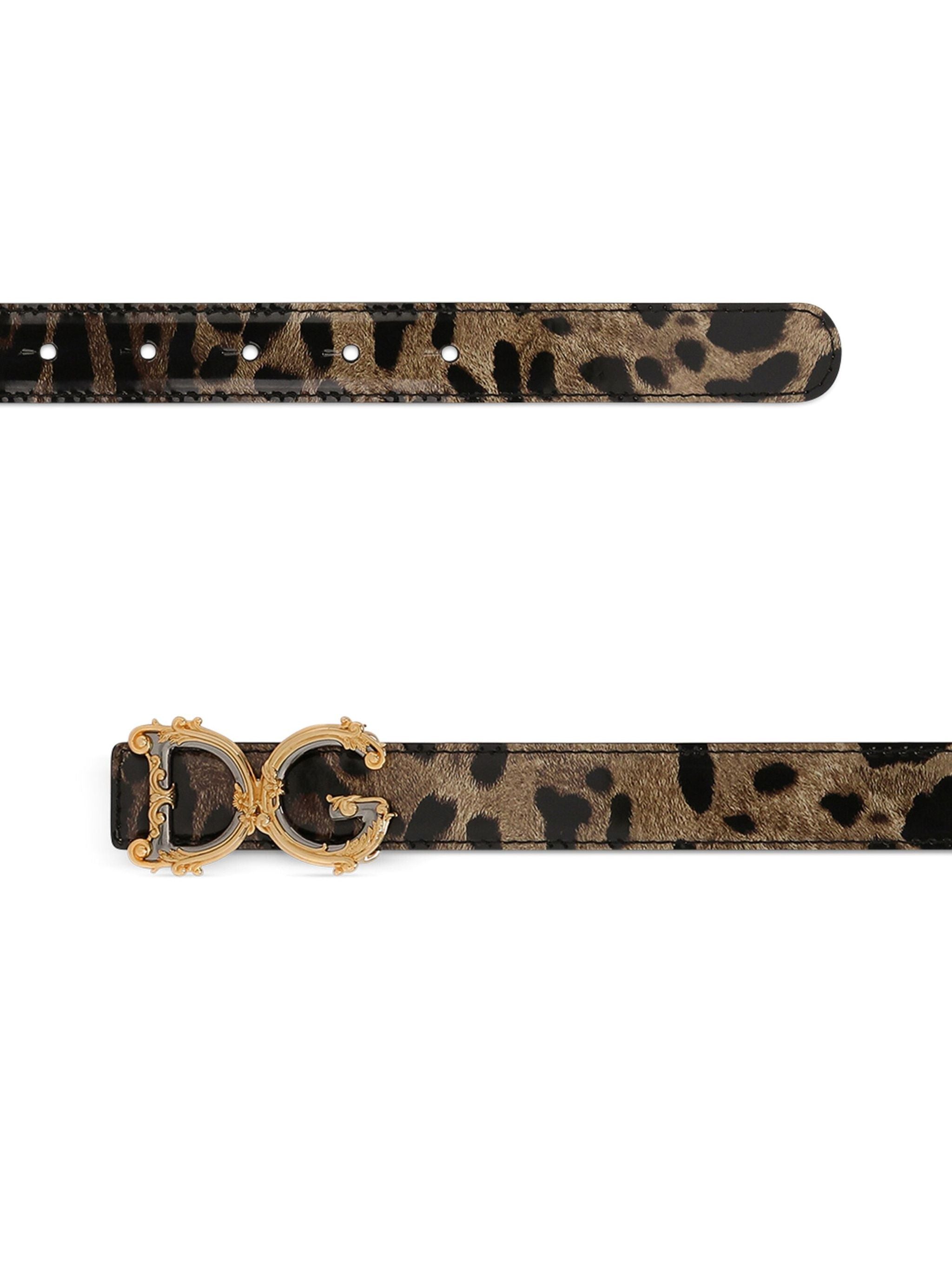 Glossy Leopard Print DG Barocco Belt