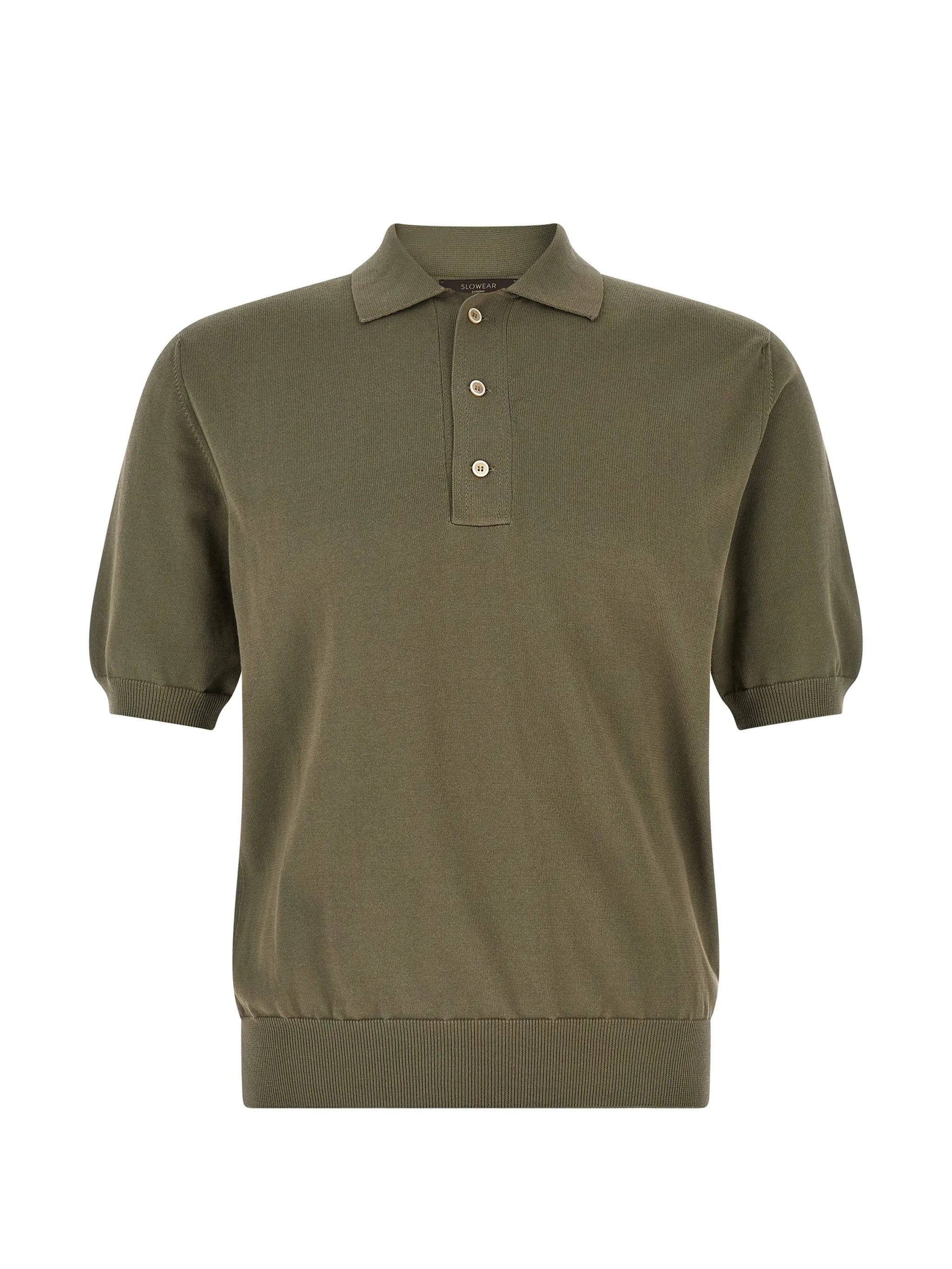 Lush Green Short-Sleeved Cotton Polo Shirt