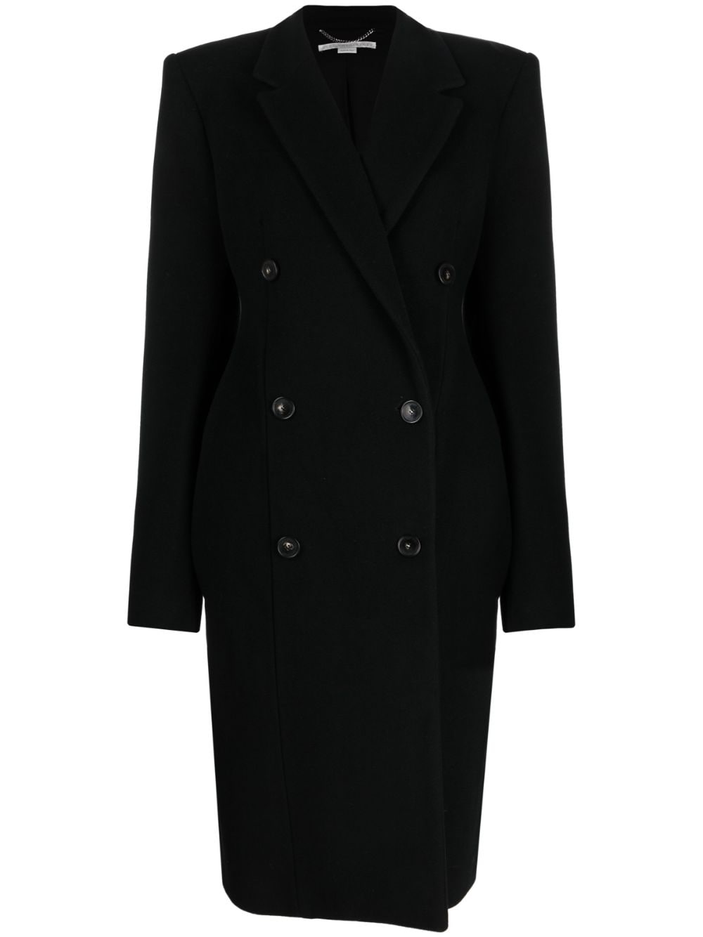 Black Coat Double-Breasted Wool Peacoat