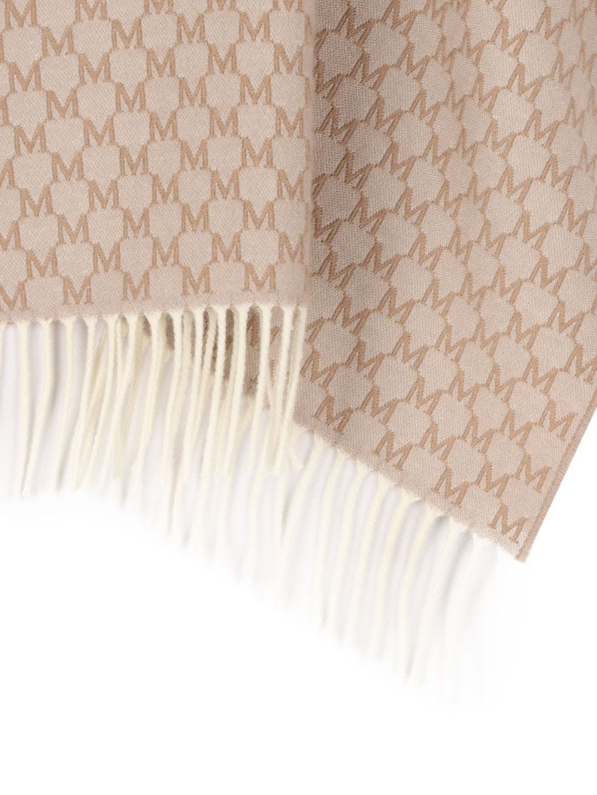 Beige Wool Scarf With Fringed Edges