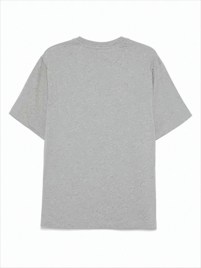 Relaxed Fit Heather Grey T-Shirt with Embroidered Logo